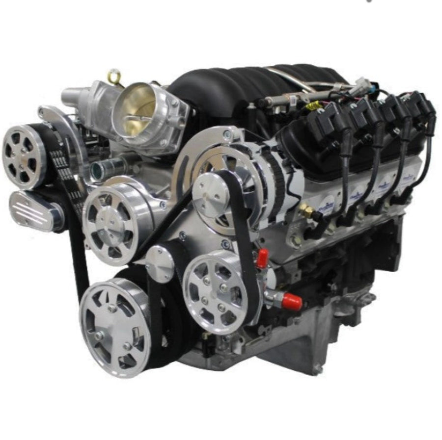 BluePrint Engines GM LS Compatible 376 c.i. Pro Series Engine - GM Plastic Intake - Deluxe Dressed - Polished Pulley Kit - Holley Terminator X EFI System