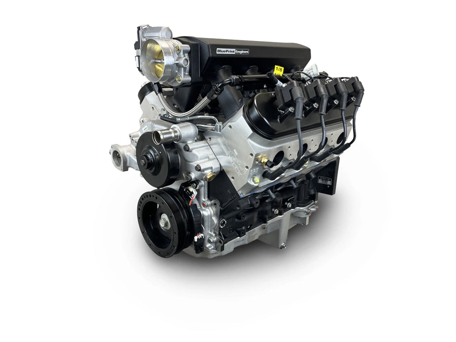BluePrint Engines GM LS Compatible 376 c.i. Pro Series Engine - BPE Fabbed Aluminum Intake - Base Dressed - No ECU / Harness