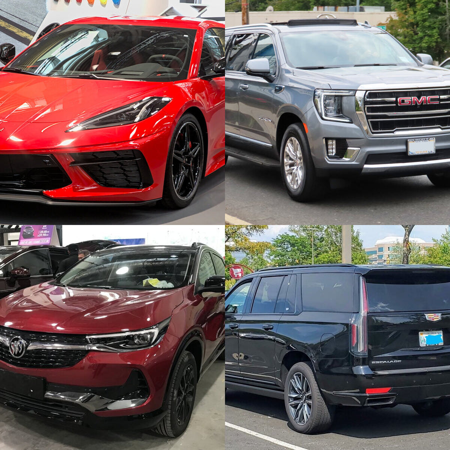 GM family: Chevrolet, GMC, Buick and Cadillac vehicles