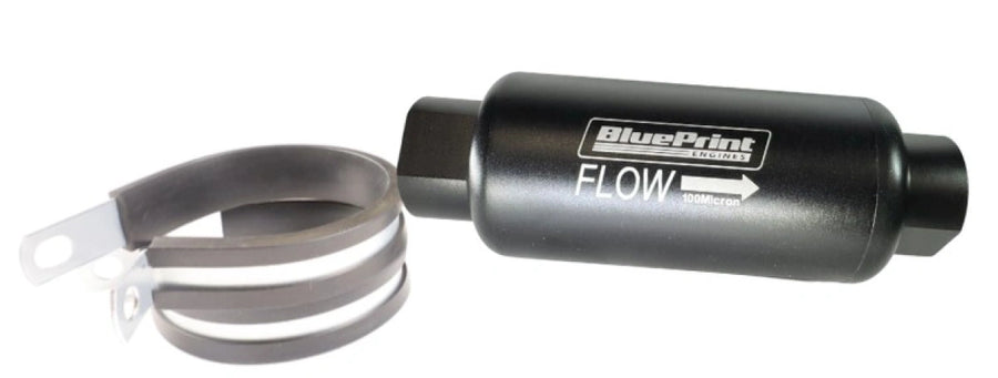 BluePrint Engines BPP100M Filter, Fuel, 100 Micron, -10ORB F, w/ Clamps - Black - BPE Logo
