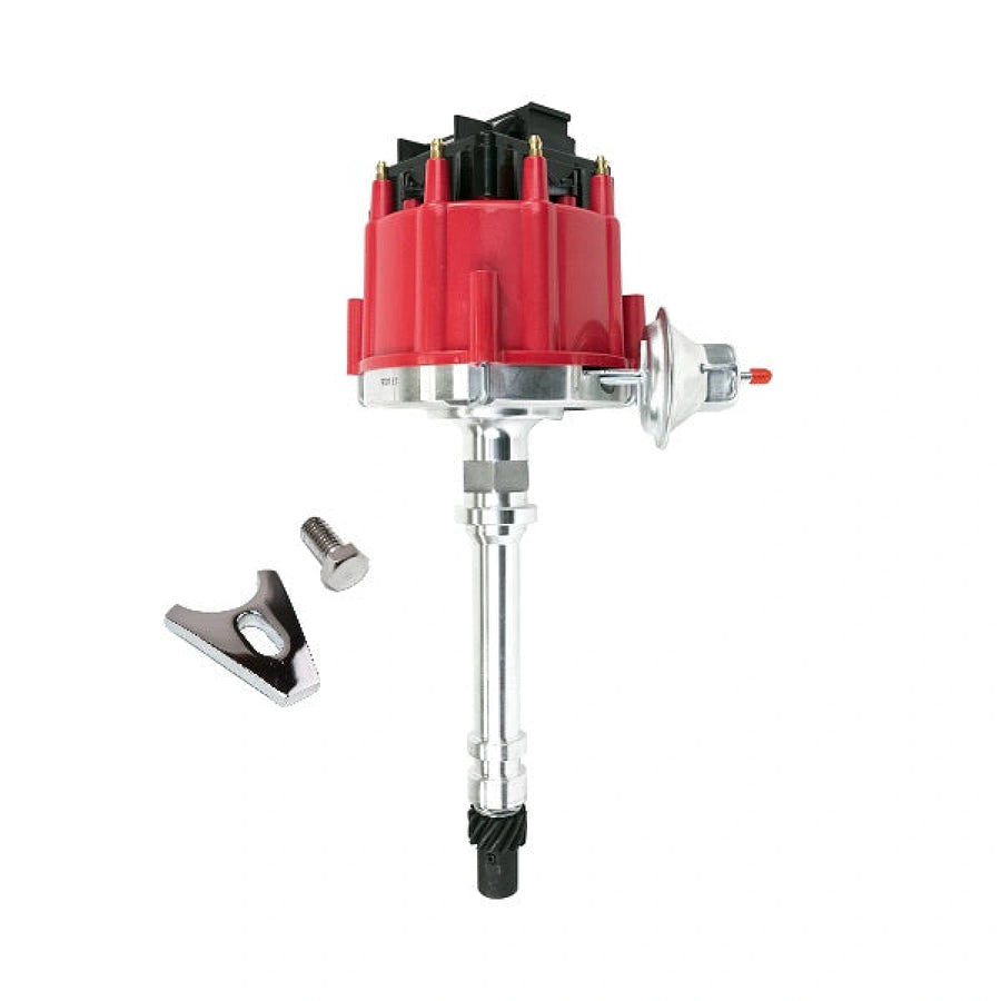 BluePrint Engines BPP350RBK HEI Distributor, Chevy SBBB, V8 Engine, 65K Mopar, Black Dust Cover, RED CAP