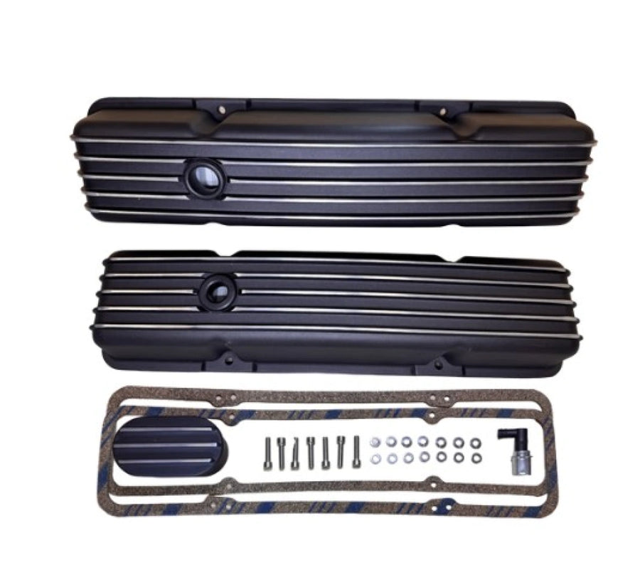 BluePrint Engine Small Block Chevy Valve Cover Kit - Black