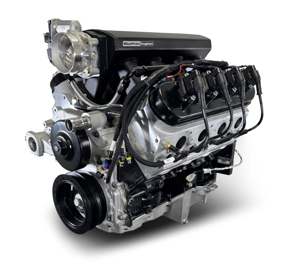 BluePrint Engines GM LS Compatible 376 c.i. Pro Series Engine - BPE Fabbed Aluminum Intake - Base Dressed - Holley Terminator X Max