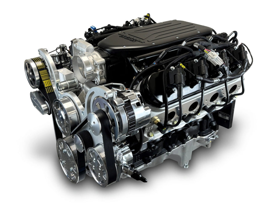 BluePrint Engines GM LS Compatible 376 c.i. Pro Series Engine - BPE Cast Intake - Deluxe Dressed - Polished Pulley Kit - Holley Terminator X Max